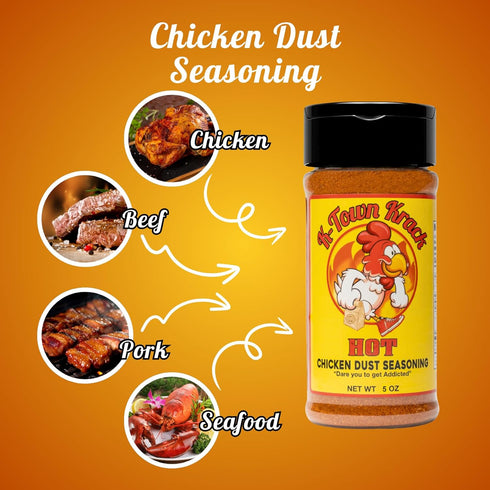K-Town Krack - Hot Chicken Dust Seasoning - Chicken Wing Seasoning & Spicy Seasoning for Chicken, Beef, Pork, Fish - All-Purpose Seasoning, Spice ...
