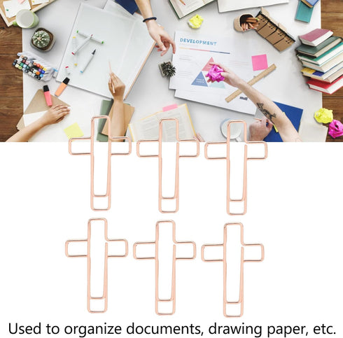 Fdit 100PCS Cross Paper Clips, Rose Gold Metal Paper Clamps for Document Note Sorting Organizing Paperwork Office School and Personal Use...