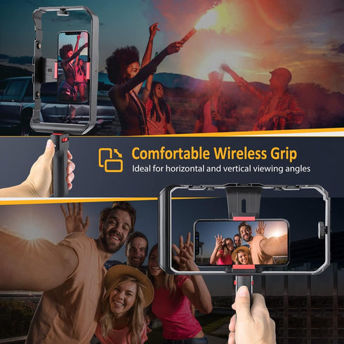 Zeadio Smartphone Stabilizer Grip, Cellphone Video Rig Tripod Mount Holder, with Wireless Remote Shutter for All iPhone and Android Smartphones...