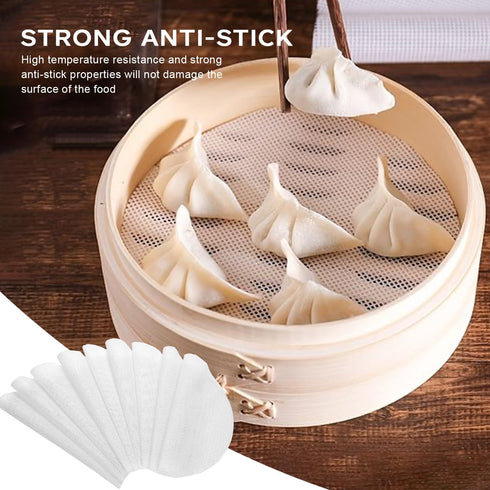 10 Pcs 10 inch Non-stick Silicone Steamer Mesh Mat, Reusable Bamboo Steamer Liner Pad, Round Silicone Steamer Liners, Dim Sum Mesh Round Dumplings...