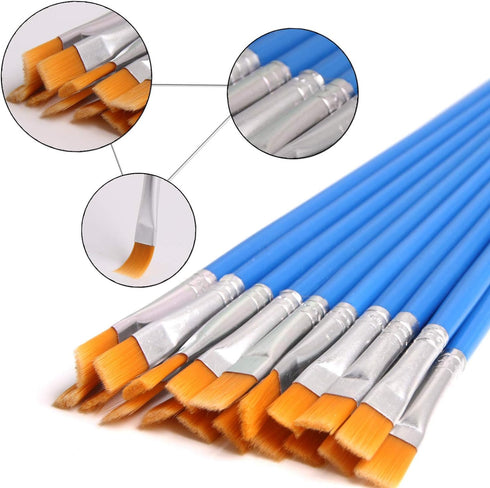 DECYOOL 60 Pcs Paint Brushes Set Kids Nylon Flat Hair Small Oil Watercolor Artist Painting Kits Bulk for Acrylic Painting...
