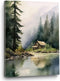 Natural Scenery Wall Art Tree Landscape Painting River Nature Picture Modern Scenery Painting Decor Landscape Canvas Wall Art Natural Mountain Pic...