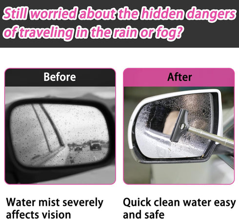 Side Mirror Squeegee, 2 PCS Car Mirror Squeegee, Retractable Car Rearview Mirror Wiper for All Vehicles, Universal Automotive Accessories(Black/Pi...