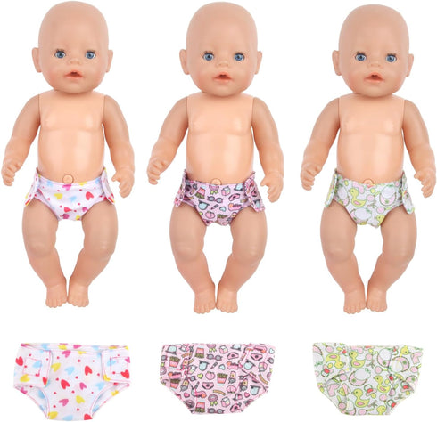 3 Pcs Baby Doll Diapers Doll Underwear for 14-18 Inch Baby Dolls, Suitable for Baby Girls Dolls...