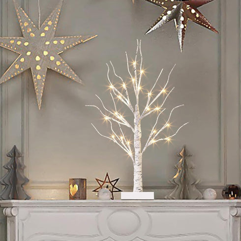 Vanthylit Lighted Tree, White Birch Tree with LED Lights, Prelit Artificial Tree with Timer, Centerpiece Tree Light for Christmas Decorations, Lig...