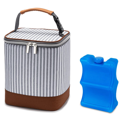 Breast Milk Cooler Bag with Ice Pack Fits 4 Baby Bottles Up to 9 Ounce, Baby Bottle Bag Great for Nursing Mom Daycare, Strap...