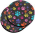 , Multicolor Paws Dog Design Absorbent ROUND Fabric Felt Neoprene Car Coasters for Drinks, 2pcs Set...