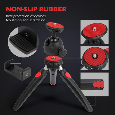 Mini Tripod for Camera and Phone -with Remote and 360 Degree Ball Head, Premium Tabletop Small Phone Tripod Mount for GoPro iPhone/Cell Phones Web...