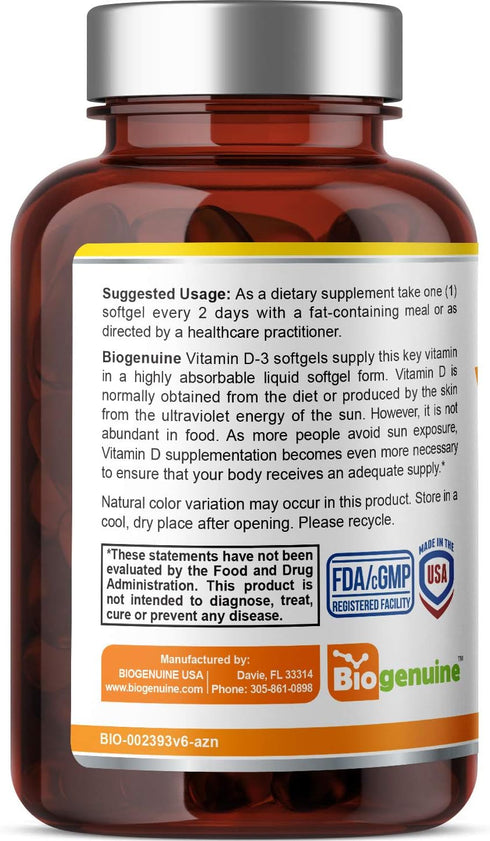 Vitamin D-3 5000 IU 120 Softgels - High-Potency in Extra Virgin Olive Oil Non-GMO Soy-Free - Supports Strong Bones Immune Health and K2...