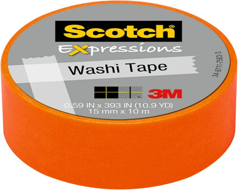 Scotch Expressions Washi Tape, Arts and Crafts Tape, .59 in x 393 in, Orange, 6 Rolls...
