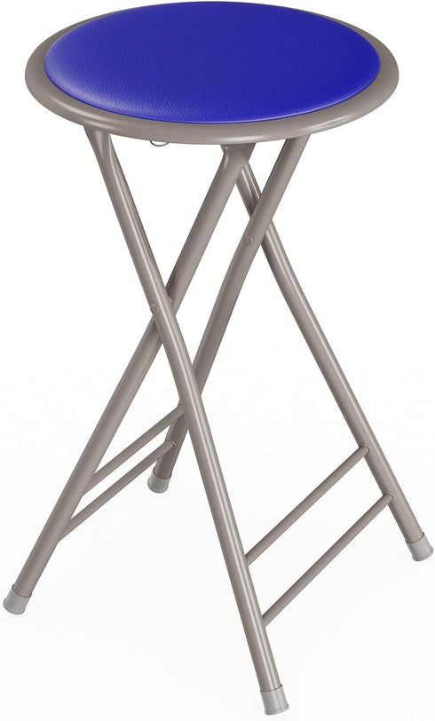 Lavish Home Folding Stool - Backless 24-Inch Stool with 225lb Capacity for Kitchen or Rec Room - Portable Indoor Counter Bar Stools (Blue)...