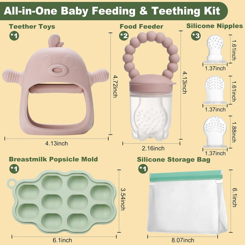 Breastmilk Popsicle Mold & Baby Fruit Feeder Pacifier with Teething Mitten, 3 Extra Nipples and Storage Bag, BPA Free, Dishwasher Safe, Ideal for ...
