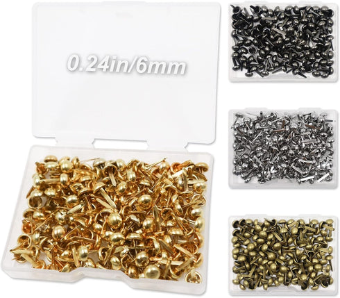 Modixun 600pcs Brads Round Fasteners, 4 Colors Paper Fasteners with Storage Box, Metal Mini Brads Fasteners Split Pins for Art Craft Scrapbooking ...