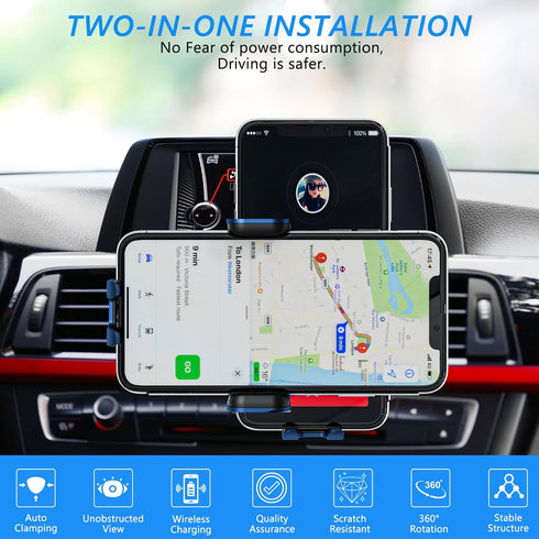 Wireless Car Charger, Fast Charging 15W Auto Clamping Car Charger Phone Holder Phone Mount for iPhone15 14 13 12 11 Pro Max Xs, Samsung Galaxy S23...