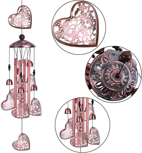 Garden Loving Heart Wind Chimes Outdoor Indoor Decor, Hand-Made Heart Musical Wind Chime, Mobile Wind Catcher Romantic Wind-Bell for for Home, Mom...
