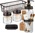 SheeChung 6Pcs Mason Jars Bathroom Accessories Set Complete - Toothbrush Holder, Lotion Soap Dispenser, 2 Mason Jars, Soap Dish, Toilet Paper Bask...