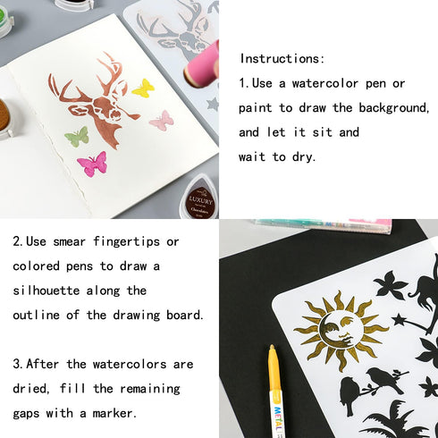 Fantasy Stencils for Painting On Wood Reusable Dream Templates DIY Crafts Scrabooking 16 Pcs Silhouette Art Supplies...
