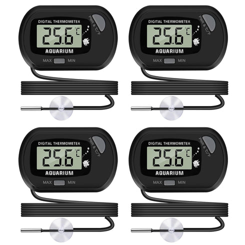 LCD Digital Aquarium Thermometer, Fish Tank Thermometer with Water-Resistant Sensor Probe and Suction Cup for Reptile, Turtle Incubators, Terrariu...