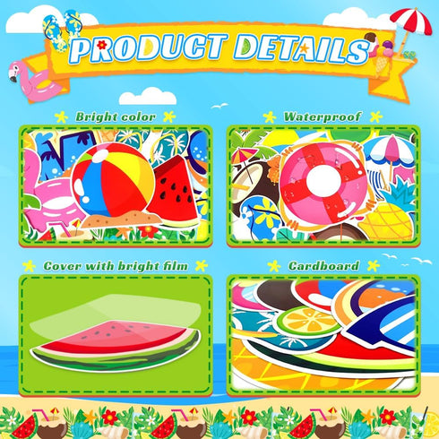 Summer Cutouts 77 Pcs Summer Beach Cut Outs Bulletin Board Summer Decorations for Classroom Cut-Outs with 160 Glue Points for School Summer Theme ...