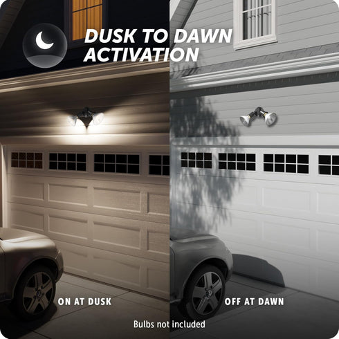 Globe Electric 240 W Twin Head Black Hardwired Automatic Dusk to Dawn Security Flood Light, Spotlight, Outdoor, Outside House Lights...