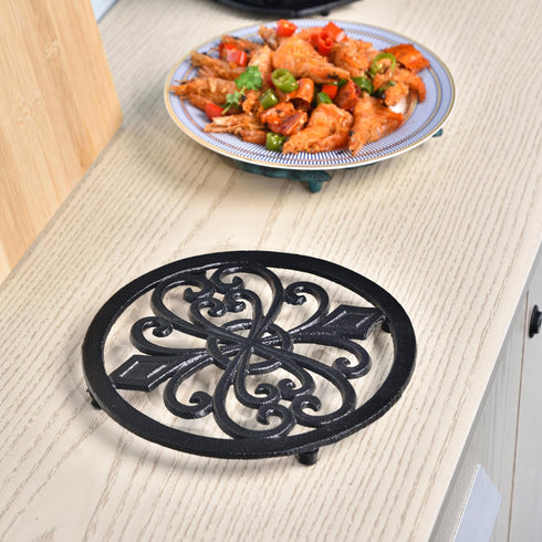Sungmor Heavy Duty Cast Iron Round Metal Trivet,Rustproof Black Racks Stands Holders for Hot Pans or Teapot,Kitchen or Dinning Table Decorations...