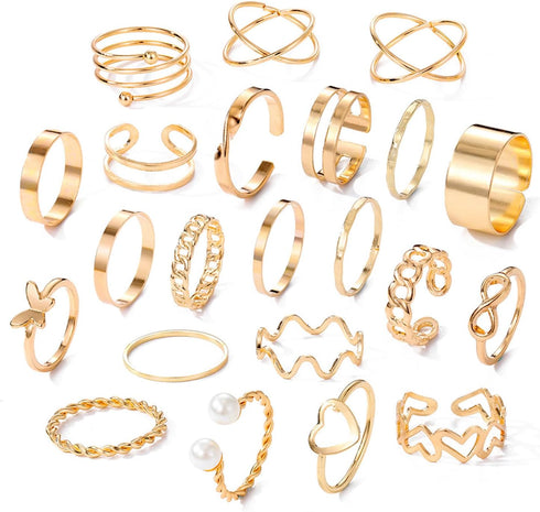 22 Pcs Gold Knuckle Rings Set for Women Gold Plated Ring Sets Dainty Simple Gold Rings Non Tarnish Stackable Rings Adjustable Rings Set Jewelry...