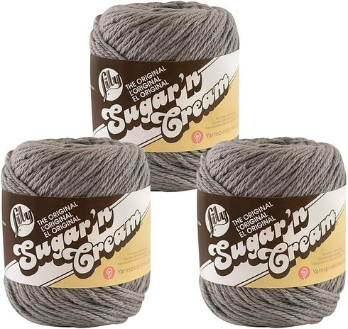 Lily Sugar'n Cream Solids 100% Cotton Yarn Overcast Pack of 3...