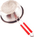 Stainless Steel Perforated Metal Colander Strainer with Long Red Handle Sieve Sifters Use for Kitchen Food Pasta Noodles Spaghetti Vegetables Silv...