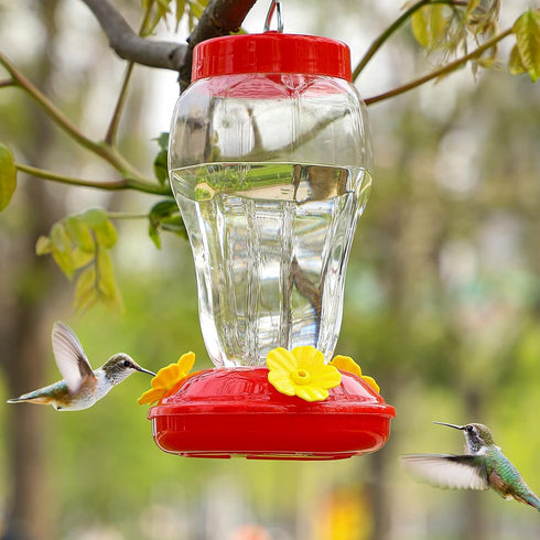 24 PCS Hummingbird Feeders Replacement Flowers with Cleaning Brush, Decorative Flower for Hummingbird Feeder, Red and Yellow Hummingbird Feeder Pa...