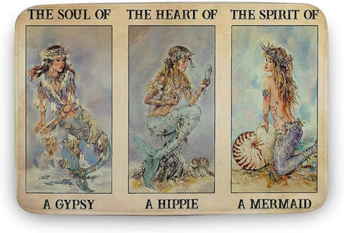 The Soul of A Gypsy The Heart of A Hippie The Spirit of A Mermaid Welcome Doormats Entrance Indoor Outdoor Doormat Entryway Floor Mats Kitchen Bat...
