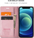 japezop iPhone 12 Mini Flip Case, Pink Leather, RFID Blocking, Card Holder, Slim Fit, Wireless Charging Compatible, 5.4 Inch...