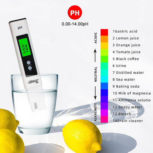 Water Tester PH Meter, Digital PH Meter 0.01 PH High Accuracy Water Quality Tester with 0-14 PH Measurement Range for Household Drinking, Pool and...