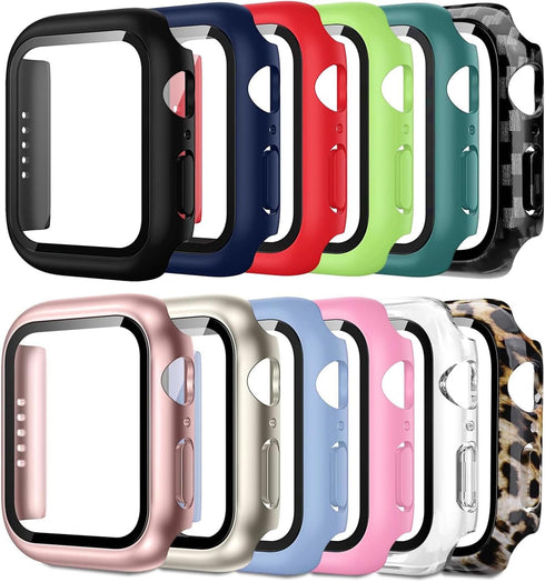 Pocoukate 12 Pack Case 40mm with Tempered Glass Screen Protector Hard PC Compatible with Apple Watch Series SE/6/5/4 40mm, iWatch Accessories Full...
