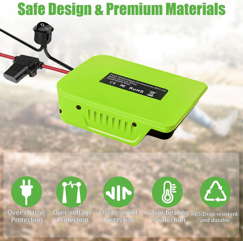 Power Wheel Adapter for Greenworks 40V Lithium-ion Battery with Fuse & Switch, with 14 Gauge Wire, Good Power Convertor for DIY Ride On Truck, Rob...