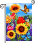 spring garden Flag 12x18 Double Sided Vertical, Small monarch Butterfly Floral Flower Welcome Garden Yard House Flags Outside Outdoor House sunflo...