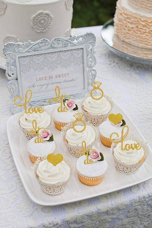 JeVenis Set of 44 Wedding Cupcake Toppers Diamond Ring Cupcake Toppers I Do Cupcake Topper for Wedding Engagement Bridal Shower Decorations...