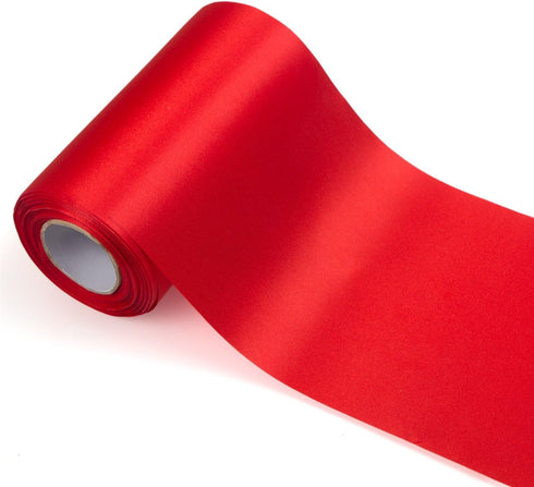 6 inch Wide Red Satin Ribbon Roll - 24.1 Yard Long Bulk for Christmas Holiday Decorative, Wedding Birthday Ceremonial, Gift Wrapping, Ribbons Cutt...