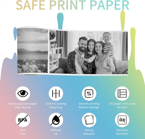 MFLABEL Kids Instant Camera Refill Print Paper, 9 Rolls Color Mini Thermal Printer Paper 2.2 x 1.1 Inch Kids HD Photo Thermal Paper & Camera Paper...