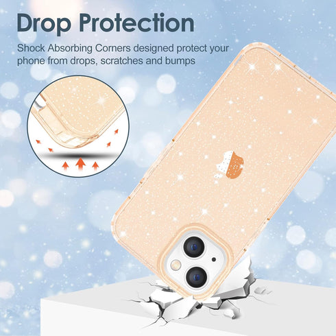 Hython Case for iPhone 14 Plus Case Glitter, Cute Sparkly Clear Glitter Shiny Bling Sparkle Cover, Anti-Scratch Soft TPU Thin Slim Fit Shockproof ...