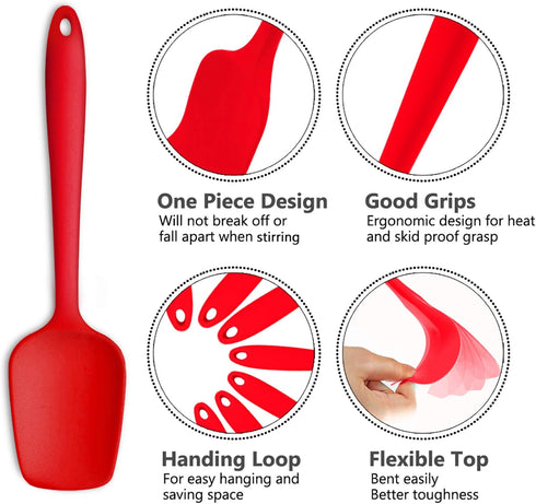Silicone Spatula Set of 7, P&P CHEF Heat-Resistant Rubber Spatulas Kitchen Utensils Set for Non-stick Cooking Baking Mixing, Seamless & Flexible D...