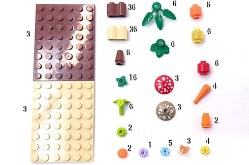 General Jim's Bright Colorful Vegetable Garden Plot Building Block Toy Playset 165 Pc 6 Section Modular Building Block Vegetable Garden Plot Set f...