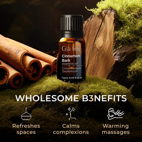 Gya Labs Cinnamon Essential Oil for Diffuser - 0.34 Fl Oz - 100% Pure Natural Cinnamon Bark Essential Oil for Skin, Hair, Lips Body & Candle Makin...
