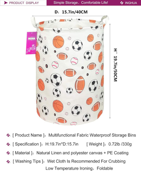 Laundry Hamper Large Canvas Fabric Lightweight Storage Basket/Toy Organizer/Dirty Clothes Collapsible Waterproof for College Dorms, Boys and Girls...