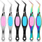 Honoson 6 Pcs Craft Tweezers Crossing Lock Curved Tweezers Stainless Steel Soft Grip Precision Tweezers Reverse Grip Tweezers Fine Tip Tweezers fo...