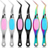 Honoson 6 Pcs Craft Tweezers Crossing Lock Curved Tweezers Stainless Steel Soft Grip Precision Tweezers Reverse Grip Tweezers Fine Tip Tweezers fo...