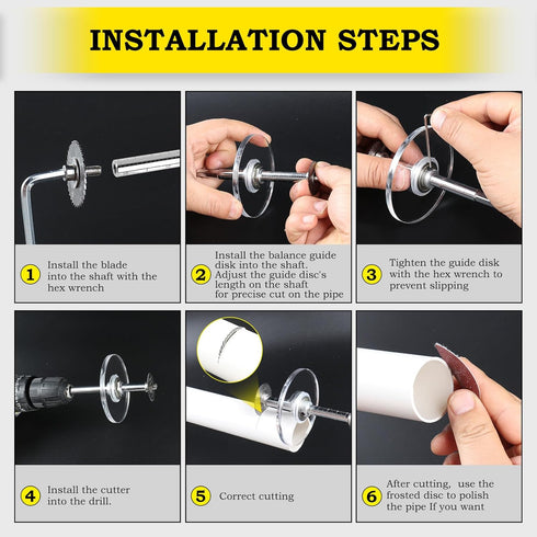 Inside Pipe Cutter for PVC Pipe Cutter Tool, PVC Cutter Tool with 3.15" Scale Adjustable Depth Gauge, 5Pcs Saw Blades and Hex Shank, Plumbing Insi...