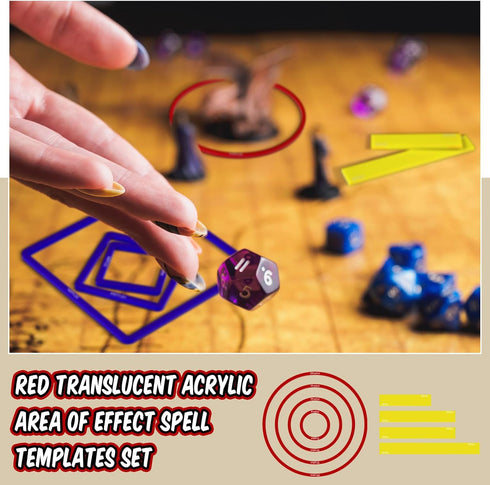 15 Pcs Spell AOE Damage Template Translucent Acrylic Area of Effect Spell Templates Set Include 5 Cube 4 Circle 2 Cone 4 Line Templates for Gifts ...