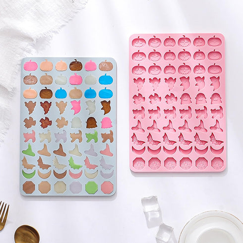 Halloween Silicone Mold 2 Packs Pumpkin Ghost Candy Molds Silicone Mini Silicone Molds for Halloween Baking Candy Chocolate Cookie Jelly...