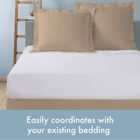 Today’s Home Tailored Bed Pillow Shams, Cotton Blend Design, Standard, Mocha, 2-Pack...