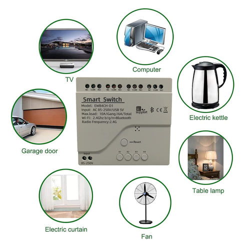Jane Eyre eWeLink 4 Channels Wireless Smart Switch USB 5V/AC85V-250V Smart WiFi Relay Switch Module with Housing, Using Bluetooth Networking, for ...